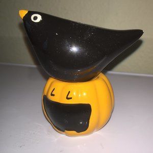 Tag Halloween Crow & Pumpkin vintage salt pepper shakers
